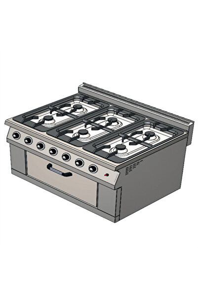 Csa İnox CSA Karacasan 900 Seri Dolaplı 120 cm 6 Gözlü Doğalgazlı Ocaklı Kuzi...