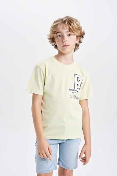 DeFacto Μπλουζάκι με στάμπα με λαιμόκοψη ποδηλάτου και κοντά μανίκια για αγόρ...