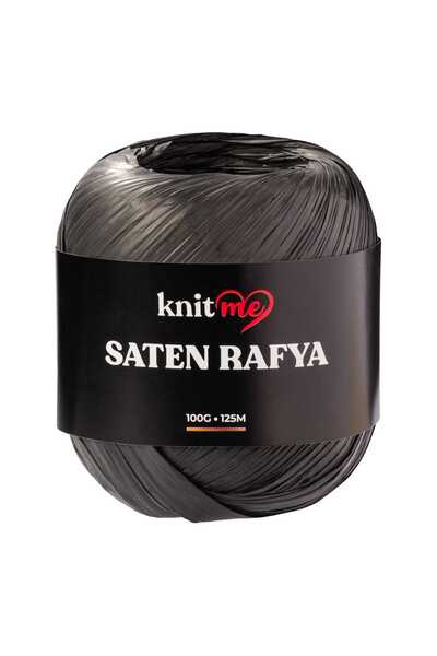 knitme Satin Raffia Fil Antracit 100 Gr 125 Mt