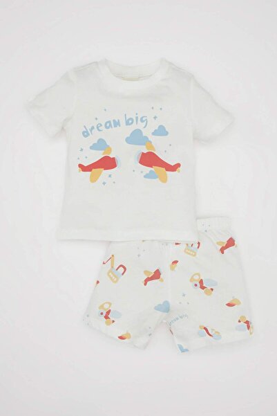 DeFacto Erkek Bebek Pijama Takım Baskılı Penye Kısa Kollu Üst Beli Lastikli Ş...