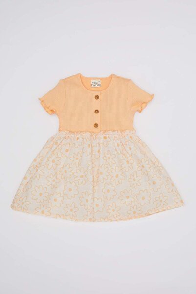 DeFacto Βρεφικό φόρεμα καμισόλε με ραβδώσεις - Floral κοντό μανίκι C4524a5og2...