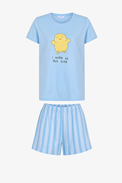 Penti Açık Mavi Happy Day Şortlu Pijama Takımı