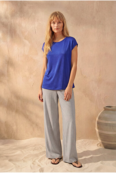 WESTMARK LONDON Princeza Plava okrugla kragna Pamuk lu Ženska majica kratkih ...