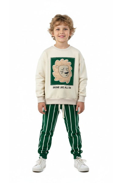 Booni Jooni Lion King Embroidered Striped Tracksuit Set