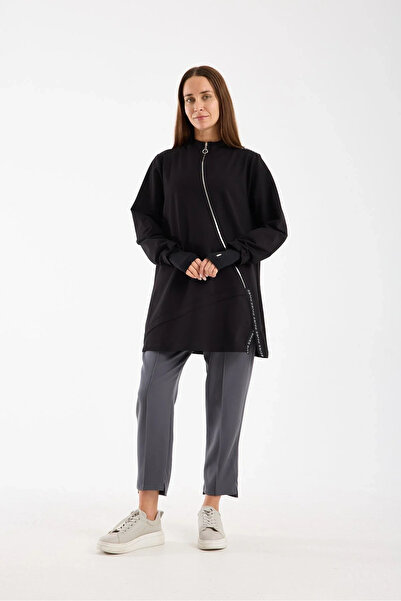 Invee Vector Tunic Zipper Detail Black 7218