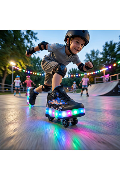 ROCKY Çocuk Patenli Işıklı Ayakkabı - Yeni - Tekerlekli Boğazlı Spor Ayakkabı...