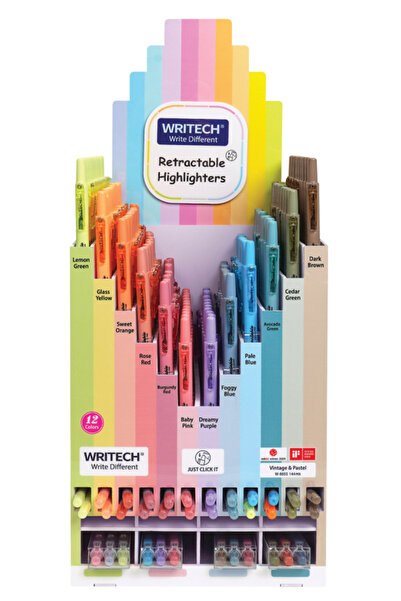 Writech W-805S BASMALI FOSFORLU KALEM NEON+PASTEL 12X12 RENK (+72 REFILL) - 1...