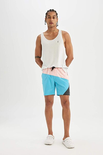 DeFacto DeFactoFit Regular Fit مطبوع مرن ذو ملمس بارز شورت سباحة قصير الطول B...