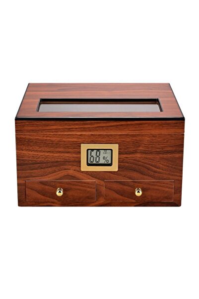 Falconetti Camlı Sedir Ağacı Çekmeceli Humidor Puro Kutusu rc56
