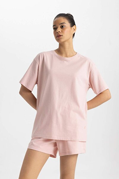 DeFacto DeFactoFit Oversize Crew Neck με στάμπα αθλητικό κοντομάνικο μπλουζάκ...