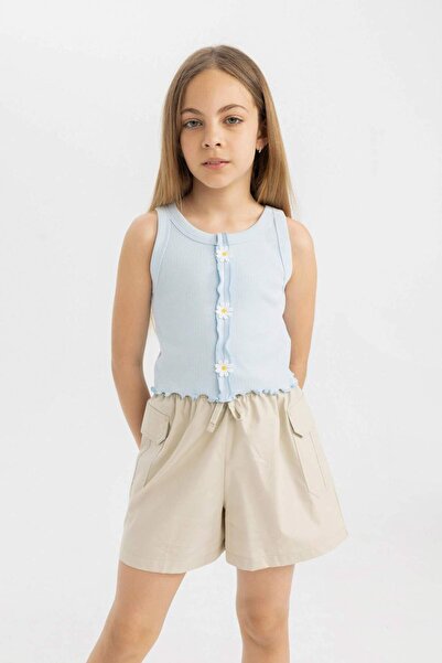 DeFacto قميص داخلي برقبة دائرية مزين بالزهور للفتيات C6629A824HS