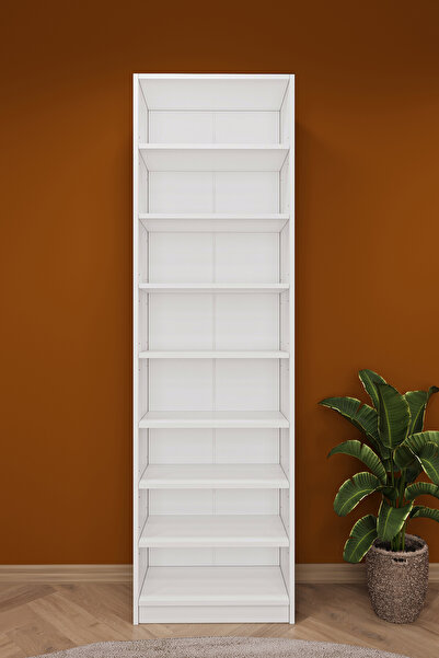asratrend Lüks 8 Raflı Ayarlanabilir Ev Ofis Kitaplık %100 MDF Modern Dekoratif Kütüphane Kitaplık K01