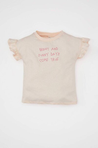 DeFacto Baby Girl Crew Neck Printed Short Sleeve T-Shirt C0011A524Sm