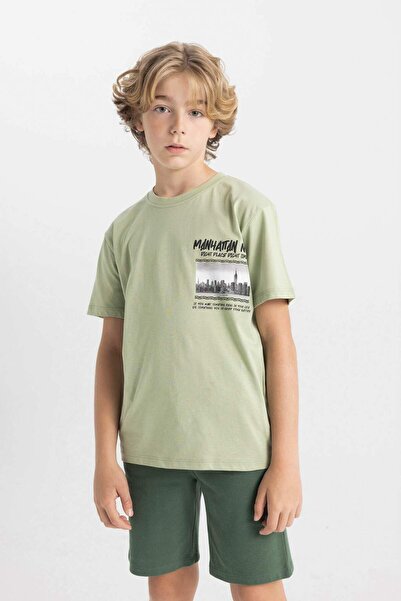 DeFacto Boy's Crew Neck Printed Short Sleeve T-Shirt D0401A824Sm