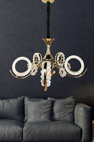 Begüsa Karel Ledli 5.Li Avize Gold Kaplama