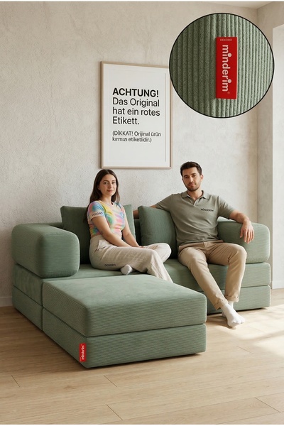 Minderim PİXEL Modüler Köşe Takımı | Yataklı L Koltuk | Fitilli Kadife | 50 D...