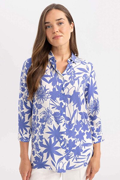 DeFacto Cămașă cu mânecă lungă, cu model, slăbită U3684AZ24SM