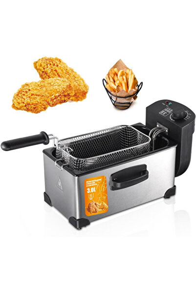 LUDORA Friteuza cu ulei, electrica, inox, Capacitate 3L, Putere 2000W, Temper...