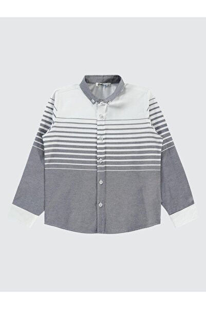Civil Boys Ριγέ πουκάμισο με κέντημα για 10-13 ετών - Γκρι