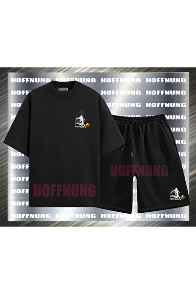 HOFFNUNG Unisex Casual Short Sleeve Set with Football Player Print Outdoor Sp...