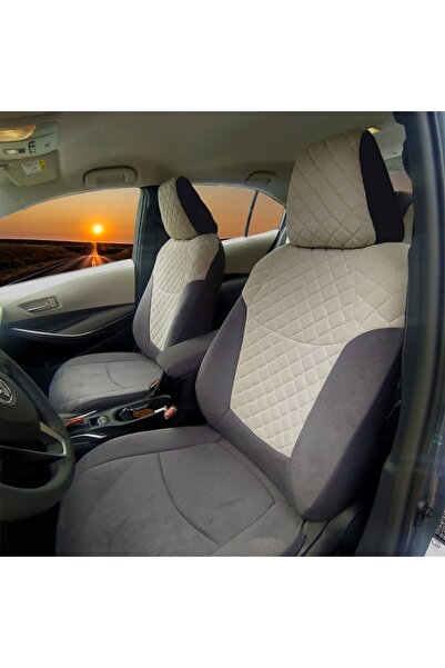 Toyota Corolla غطاء مقعد السيارة من قماش الريش التايلاندي المدخن الكريمي الخا...