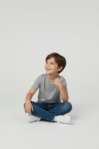 atölye kids 100% Cotton Kids 3-Piece T-Shirt Crew Neck Trendy Basic Daily T-Shirt Badi White Gray Navy Blue