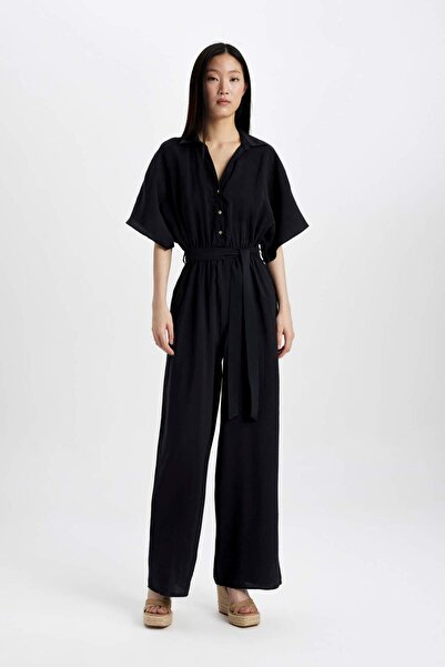 DeFacto Shirt Collar Modal Short Sleeve Jumpsuit C4865AX24SM