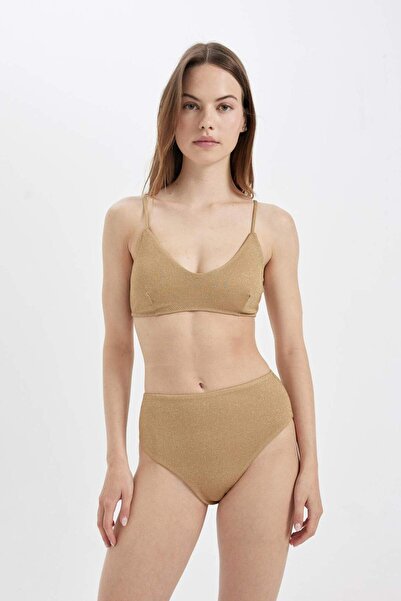 DeFacto Regular Fit Parlak Kumaş Yüksek Bel Bikini Altı-Fall in Love C3180AX24SM