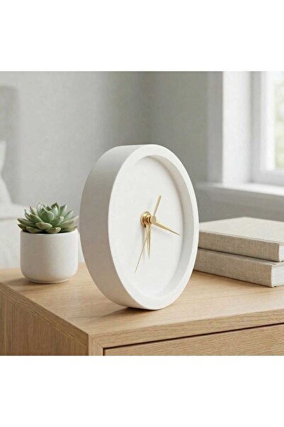 Sese Home Concept Modern Taş Tozu Masa Saati - Gold Renk Dekoratif