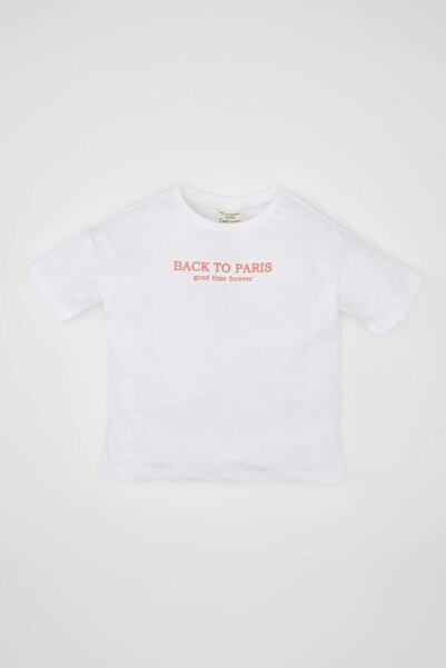 DeFacto Baby Girl Crew Neck Printed Short Sleeve T-Shirt C0015A524Sm