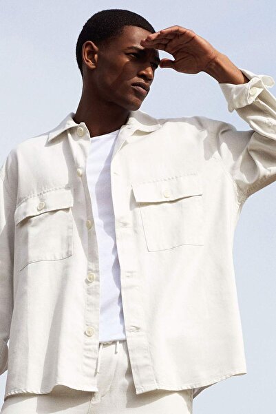 DeFacto سترة قميص بياقة بولو بتفاصيل جيب من Relax Fit B3903AX24SP