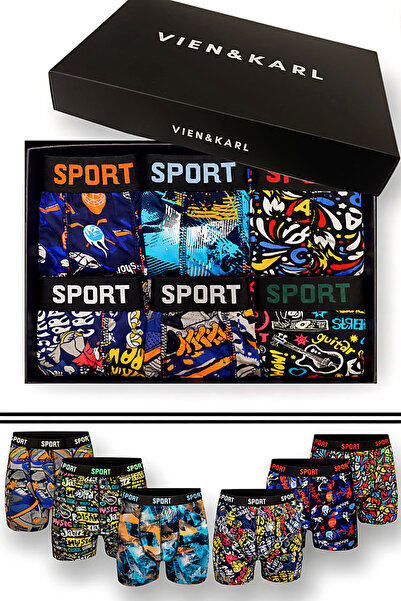 Vien&Karl Pánský vzorovaný 6dílný prémiový česaný bavlněný boxer s lycrou