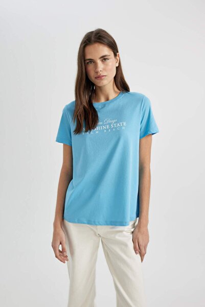 DeFacto Regular Fit Crew Neck Printed Short Sleeve T-Shirt C6204Ax24Sm