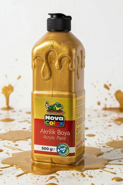 NEON PLUS Altın Renk Akrilik Boya 600 Gram Etkinlik, Boyama, Workshop