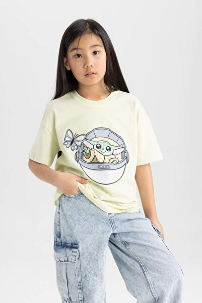 DeFacto Κοντομάνικο μπλουζάκι για κορίτσια Star Wars-Mandalorian Relax Fit Cr...