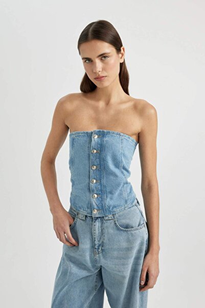 DeFacto Trägerlose Jeansbluse B8281AX24SP
