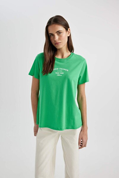DeFacto Regular Fit Crew Neck Printed Short Sleeve T-Shirt C7595AX24SM