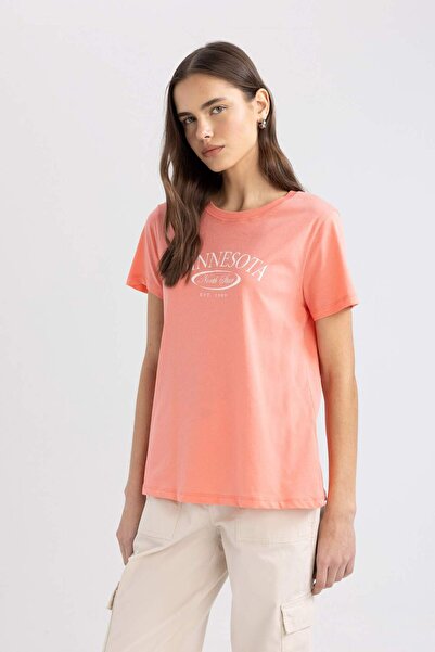 DeFacto Regular Fit Bisiklet Yaka Baskılı Kısa Kollu Tişört C6605AX24SM