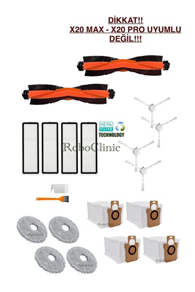 Roboclinic كيس غبار بديل متوافق مع Xiaomi Robot Vacuum X10 Plus X20 Plus، فرش...