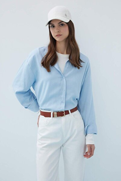 DeFacto Relax Fit Ленена дългоръкава блуза с дълъг ръкав C3122AX24SM