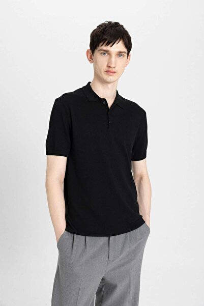 DeFacto Slim Fit Kurzarm-Strick-Polo-T-Shirt Y5369az24sm