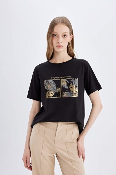 DeFacto Crew Neck Printed Short Sleeve T-Shirt C2122AX24SP