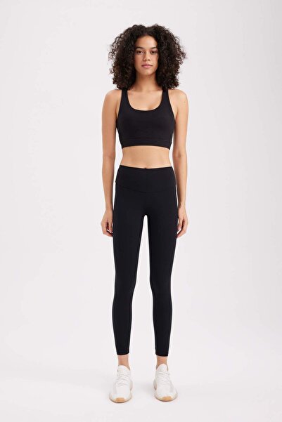 DeFacto Μαύρο ψηλόμεσο κολάν αθλητικής φόρμας που αγκαλιάζει τη μέση εφέ σύσφ...