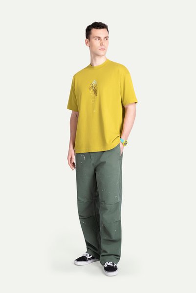 KAFT Tricou urban oversize pentru bărbați, galben - 100% bumbac |   (Lunok)