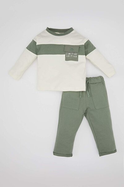 DeFacto طقم سويت شيرت وبنطلون رياضي للأطفال الأولاد ألوان متباينة قطعة B9266a...