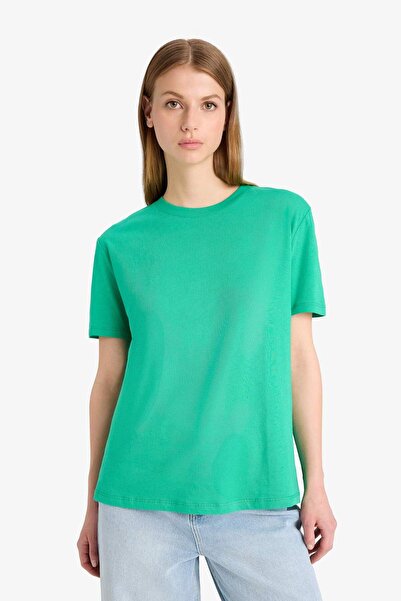 DeFacto Normale Passform, Rundhalsausschnitt, gekämmte Baumwolle, einfaches, ...