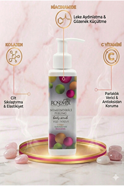 ROSEMIX Canlandırıcı Nemlendirici, Besleyici ve Arındırıcı Yüz ve Vücut Peelingi
