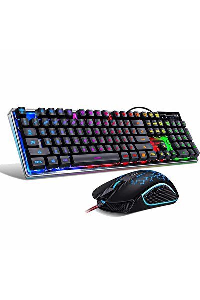 Timebox Set combinat tastatură și mouse pentru gaming, RGB, cu fir, USB, ergo...