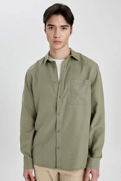 DeFacto Μακρυμάνικο πουκάμισο από Tencel σε κανονική εφαρμογή, βασικό, απλό B...