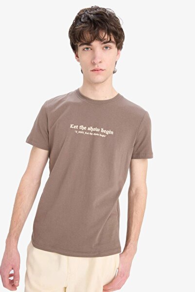 DeFacto εφαρμοστό Μπλουζάκι με λαιμόκοψη με τύπωμα και κοντό μανίκι C2085ax24sm